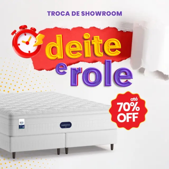 O Deite & Role já começou! ⏰ É hora de dar um upgrade no seu sono e começar 2025 dormindo bem! ⚡💤 Aproveite descontos de 50% a 70% em todas as lojas e garanta o descanso que você merece.  Não perca tempo! Visite uma de nossas lojas ou fale conosco pelo WhatsApp (link na bio - @artedosono).  👉 Promoção válida até 31/01/2025. Consulte regras e condições em nossas lojas.