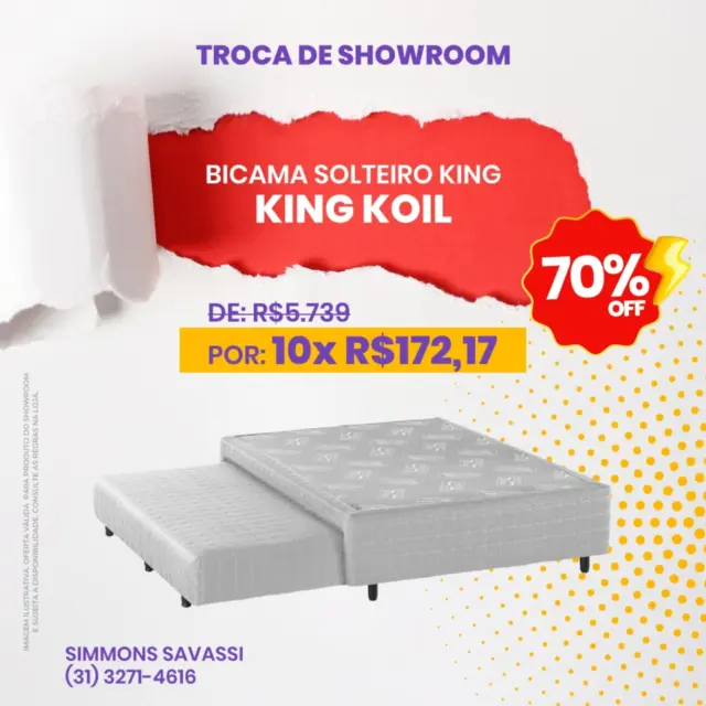 ÚLTIMOS DIAS ⏰ para aproveitar a Troca de Showroom! Descontos imperdíveis de 50% a 70% em colchões e produtos selecionados. 

⚡ Produtos Únicos
⚡ Entrega Imediata
⚡ Frete Grátis para BH, Nova Lima, Contagem e Betim

Não perca tempo! Visite uma de nossas lojas ou chame no WhatsApp (31) 99552-4290. Link na bio!