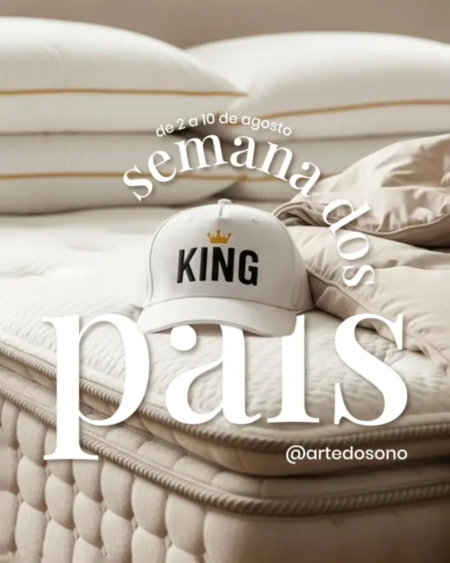Seu pai merece dormir como um rei 👑

De 2 a 10 de agosto, aproveite a Semana dos Pais na @artedosono com uma seleção exclusiva dos nossos colchões premium Queen e King com 50% OFF.

E tem mais: na compra do colchão, você ganha 2 travesseiros de presente! 

Não perca essa oportunidade por tempo limitado. Visite nossas lojas, experimente os modelos e transforme as noites do seu pai em momentos de descanso verdadeiramente reais. 🌟

#SemanaDosPais #SeuPaiMereceDormirBem #DiadosPais #ColchãoPremium #QueenSize #KingSize #HotelDeLuxo #ArteDoSono