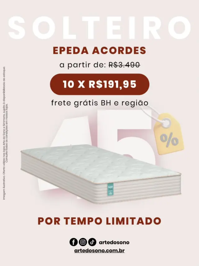 Seu descanso começa com a escolha certa ✨
Todos os colchões com 45% OFF. Mas é por tempo limitado 🤫